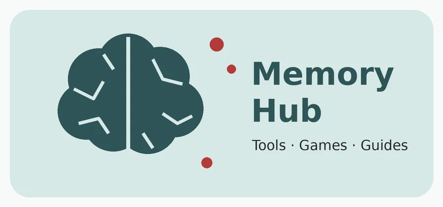 Memory Hub graphic: a simple teal brain icon with the words Tools, Games, Guides